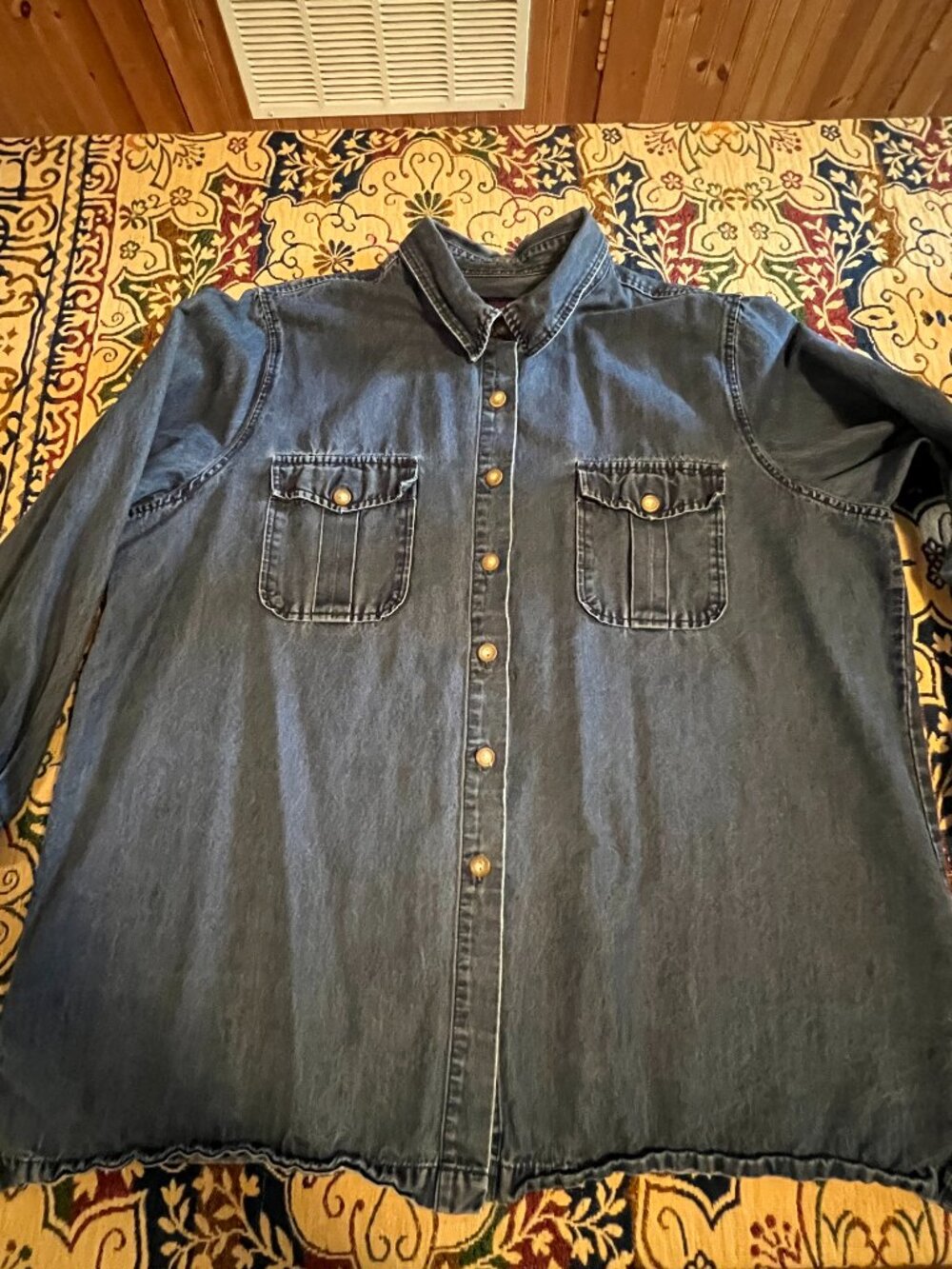 Denim & Co Blue Denim Long Sleeve Button Down Shirt Top 2X Gender Neutral